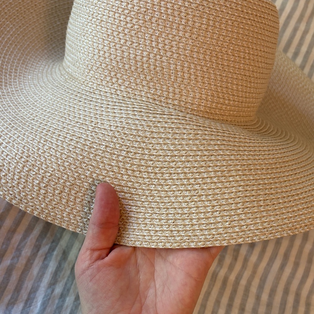 Wide-Brim Straw Sun Hat - Natural Beige - Picture 9 of 13